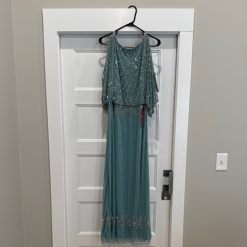Elegant Teal Beaded Gown